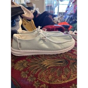 Hey‎ Dude Womens Wally Slub Canvas Slip On Light To Mint Green Size 10